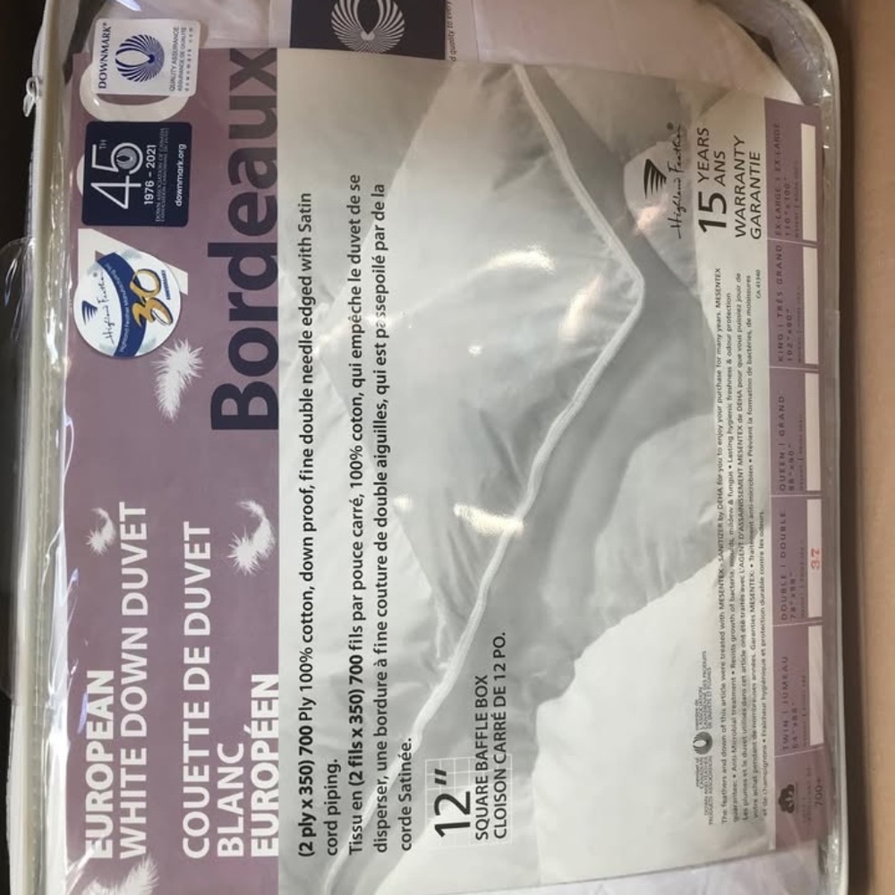 European White Down Duvet Full Bordeaux